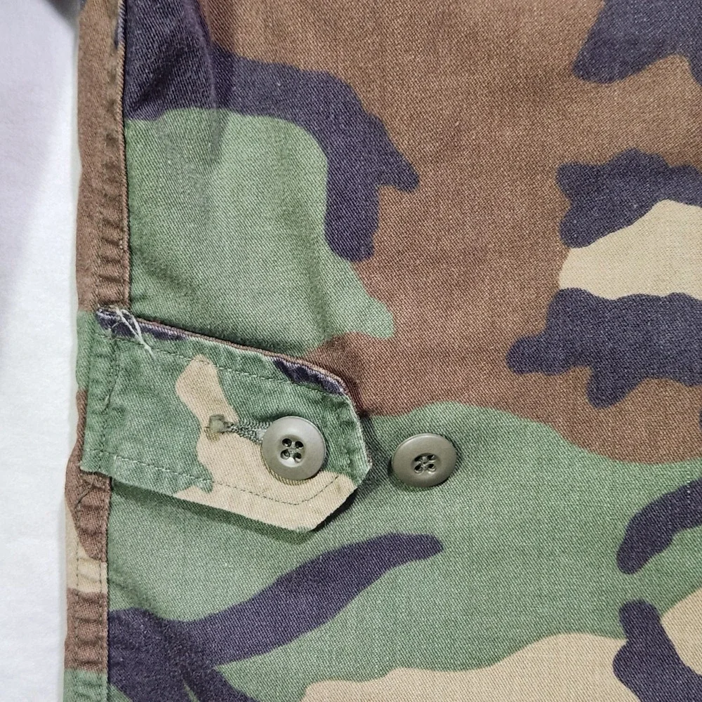 Vintage 90s Military Woodland Camo Combat Coat Medium Long BDU US Army M81 Ruger